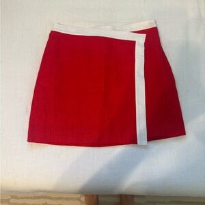 Red Mini Skirt with White Trim